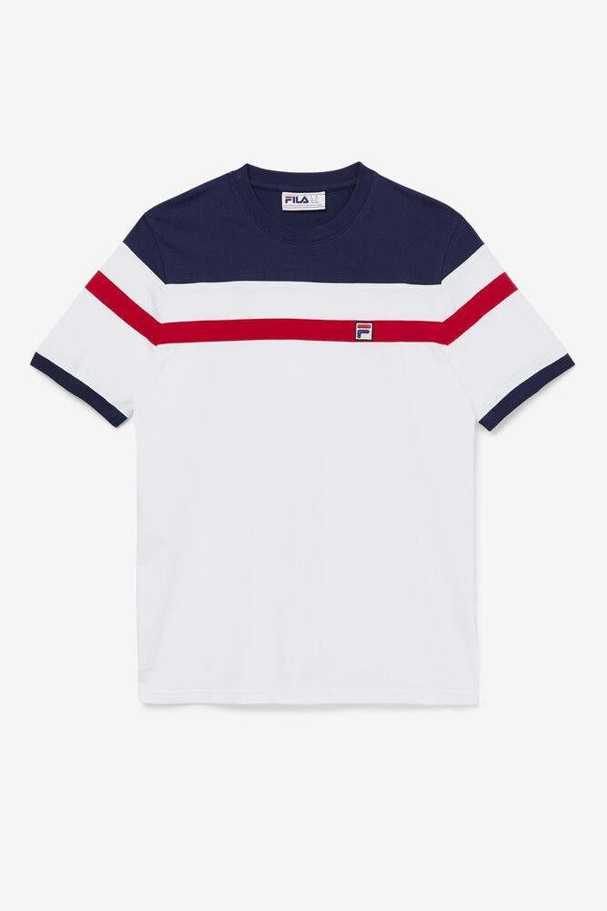 Fila Sten White T-Shirt Mens - NZ 57318-GLFK